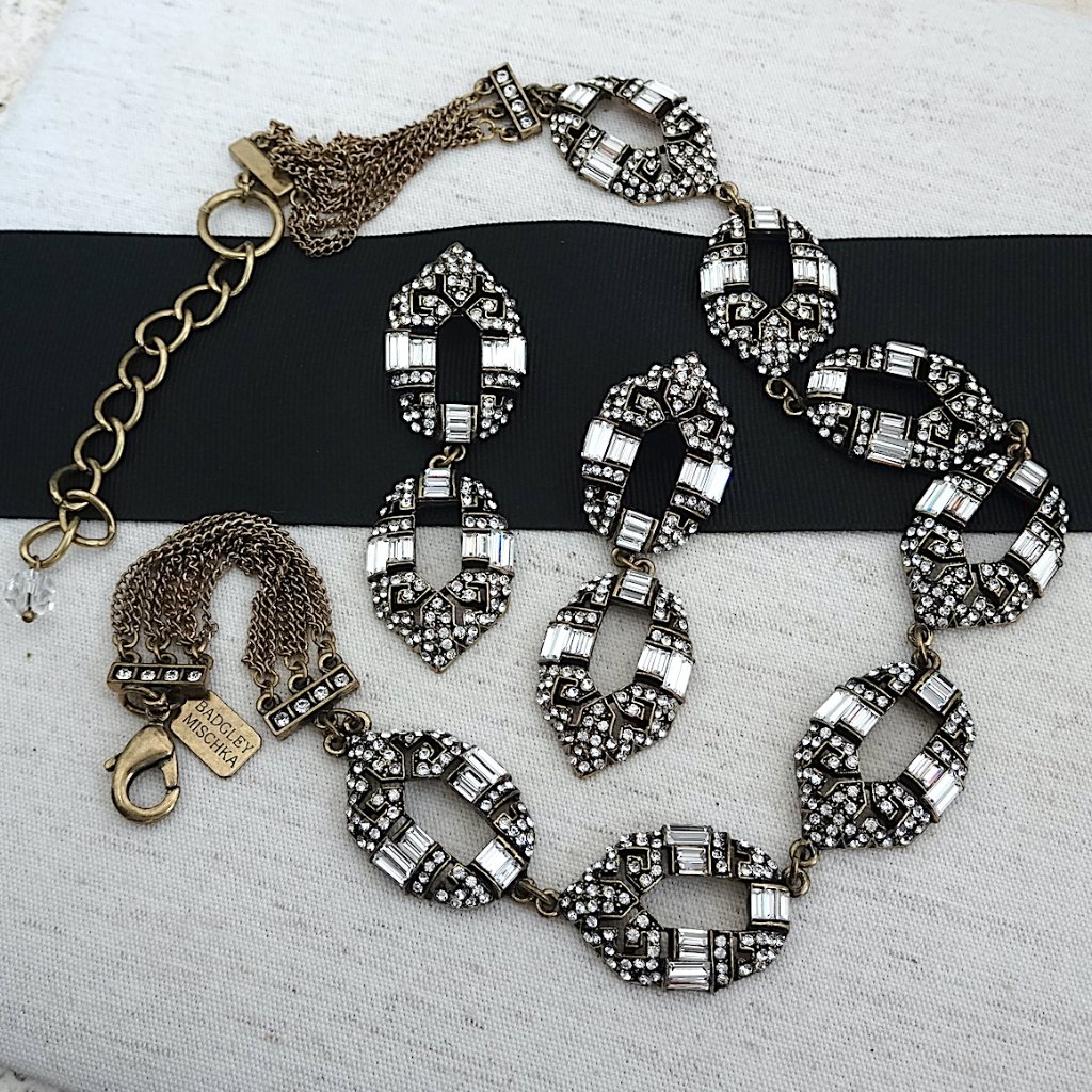 Badgley Mischka Vintage Style Necklace And Earring Set Nwot 185$
